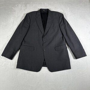 Vintage Brooks Brothers Blazer Men Size 44L Gray Striped Wool Blend 346 Stretch